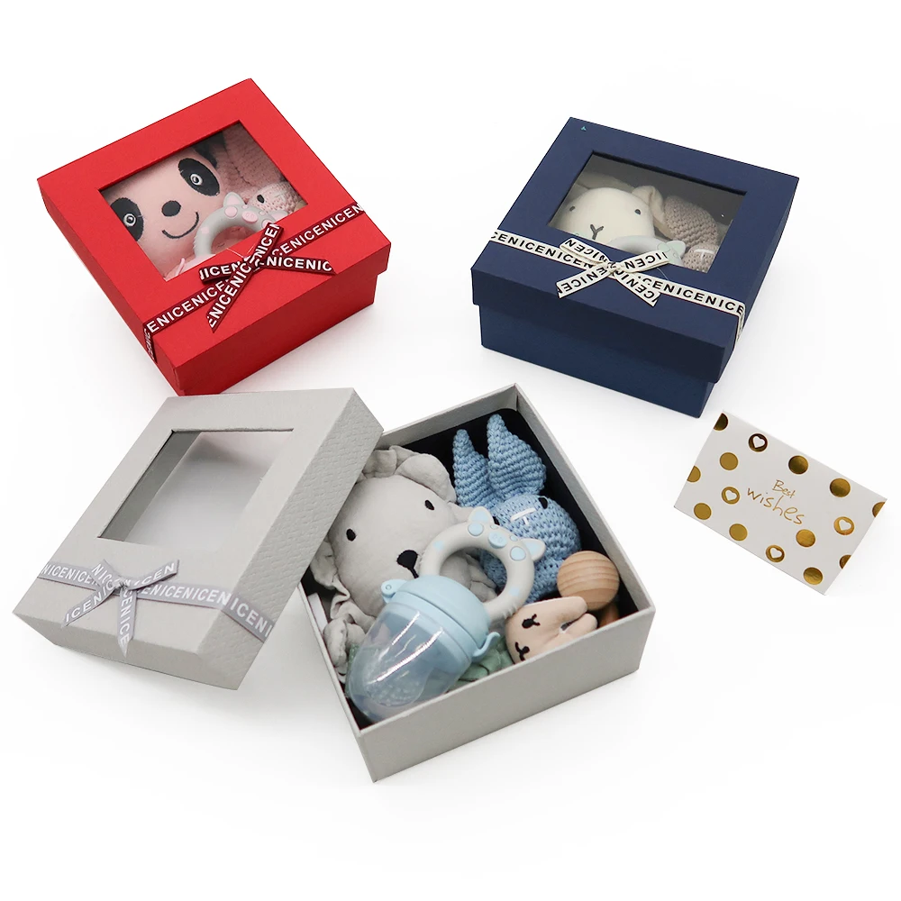 100% Cotton Muslin Teething Cloths Towel Bunny Soothing Baby Security Blanket Toy Set