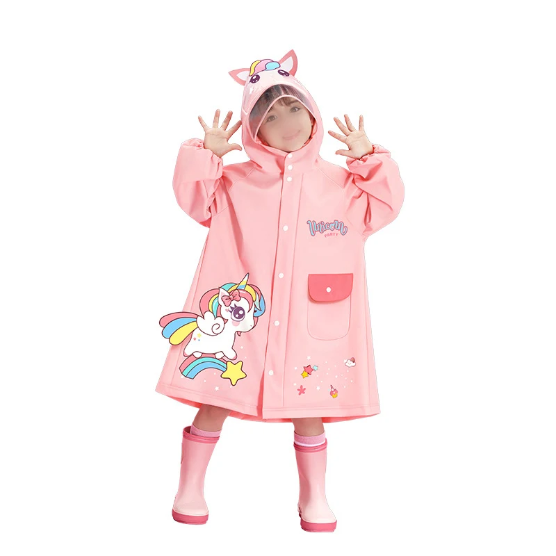 Girls Boys Raincoat wholesale Girls kindergarten elementary school children baby schoolbag bit poncho