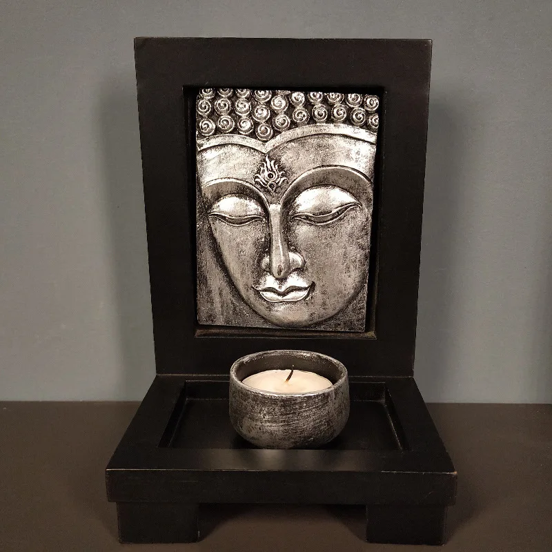 Buddha Statue Candlestick Resin Crafts Ornaments Antique Porch Home SPA Beauty Salon Decoration Holder for Cup Candle