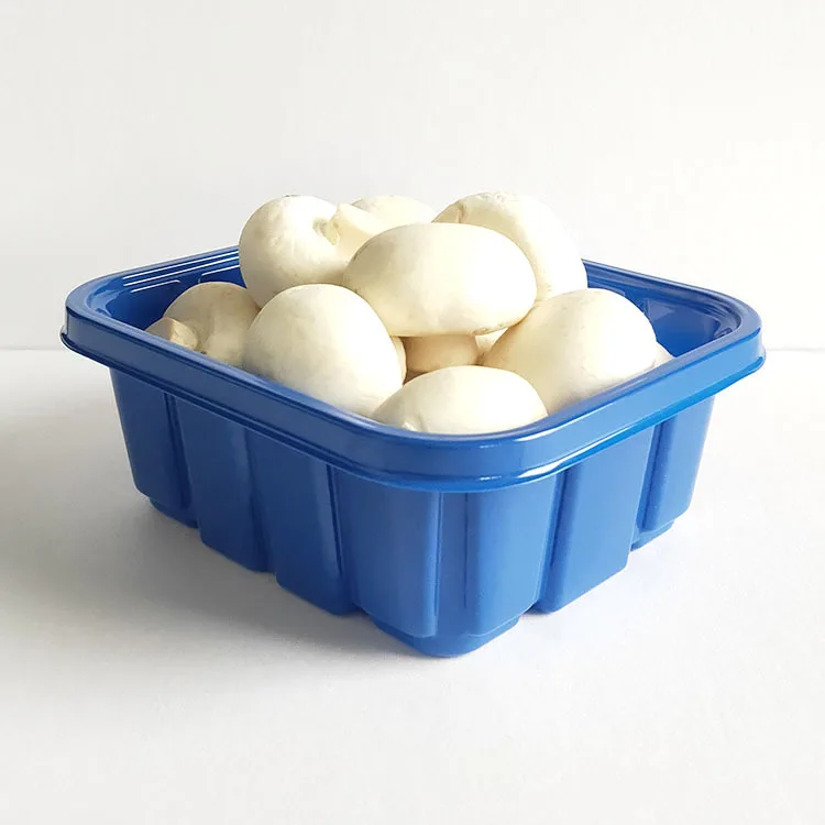 Customized RPET Plastic Mushroom Packing Tray 230g 350g 460g Disposable Vegetable Packing Container Fruit Plastic Packaging Box
