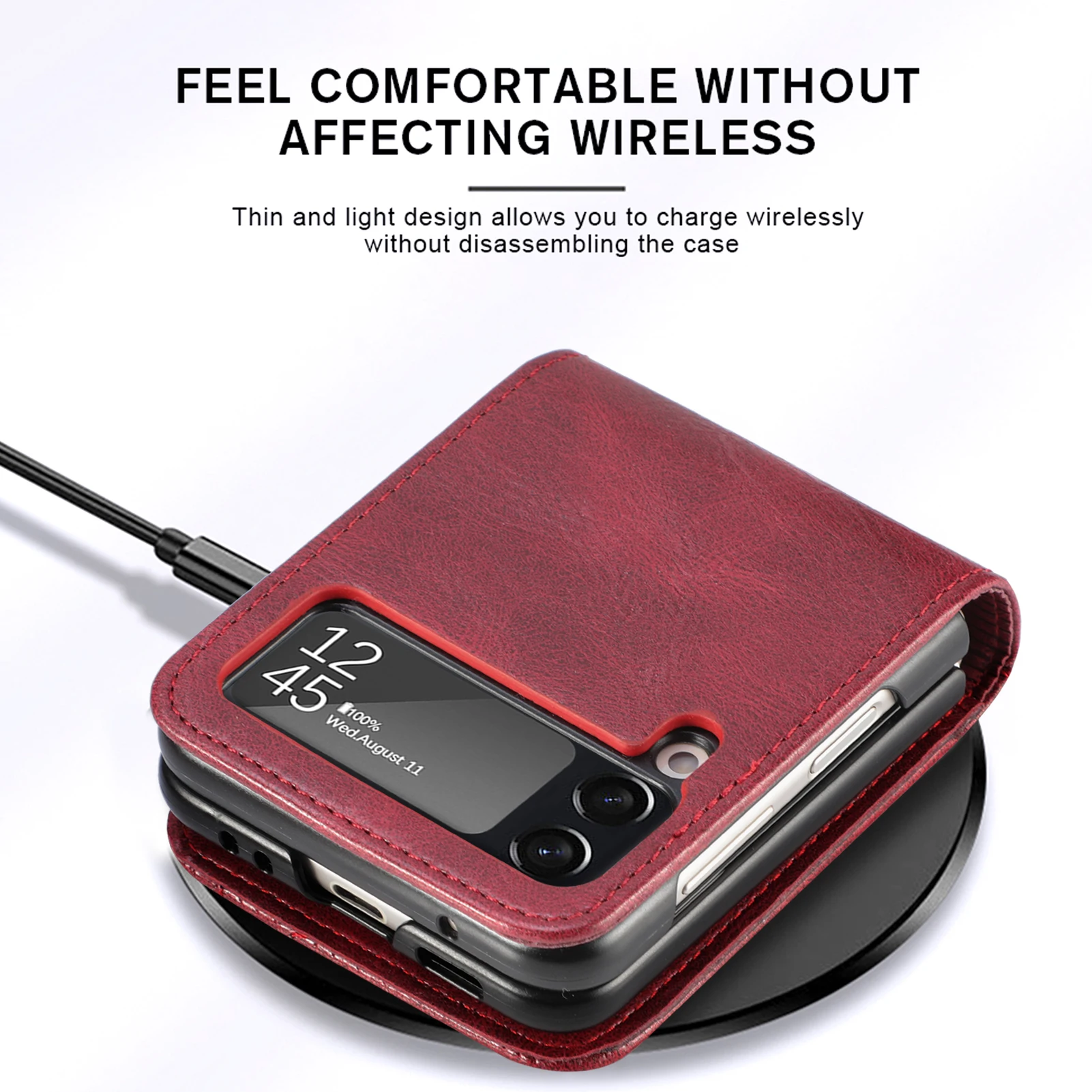 2 In 1 Card Holder Slot PU Leather Phone Case For Samsung Galaxy Z Flip 4 3 Case Shockproof Foldable Cellphone Protective Cover