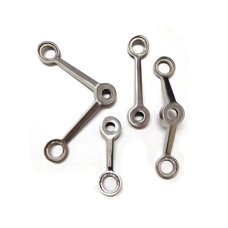 Factory price 2 curved arms 90 degree mirror finished stainless steel glass spider with routels and connectors