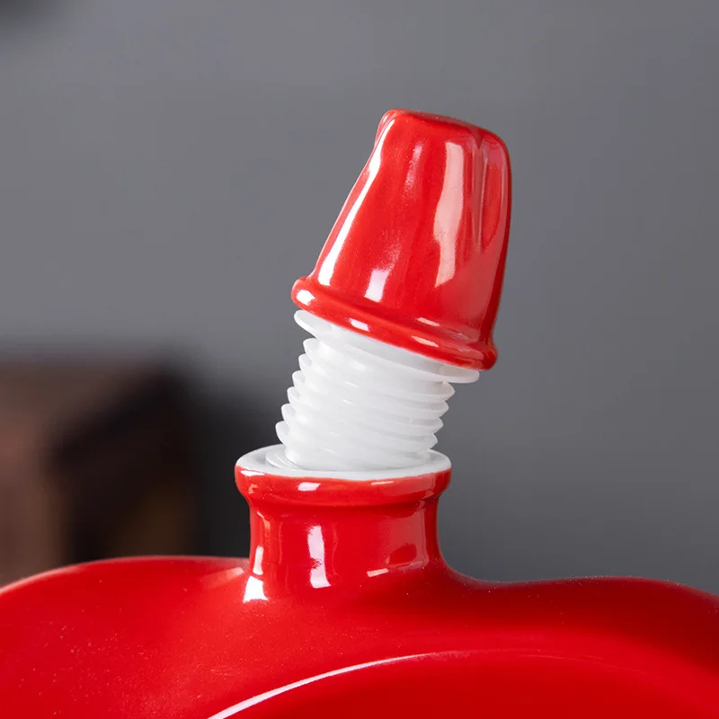 Red ceramic beverage bottle custom ceramic bottles jar manufacturing