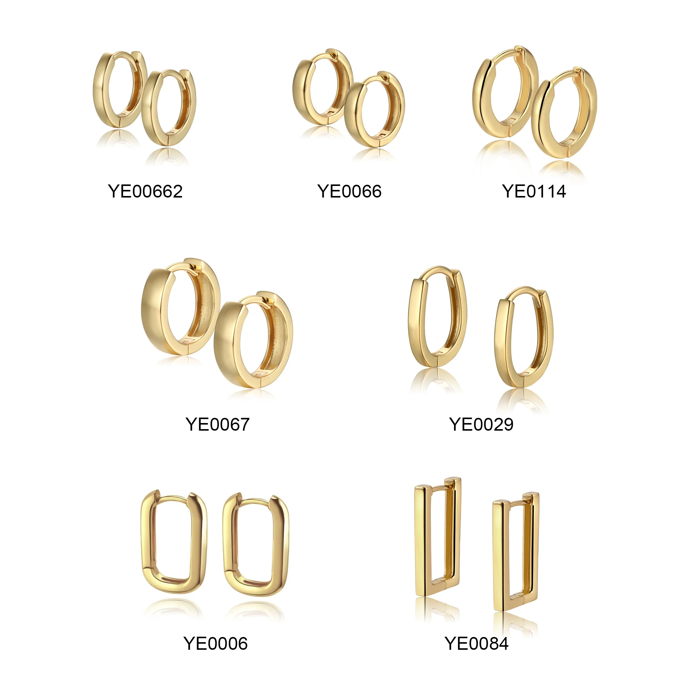 Custom Plain Minimalist 18k Gold Plated Mini Tiny Simple Rectangle Small Huggie Hoop 925 Sterling Silver Women Earrings Jewelry