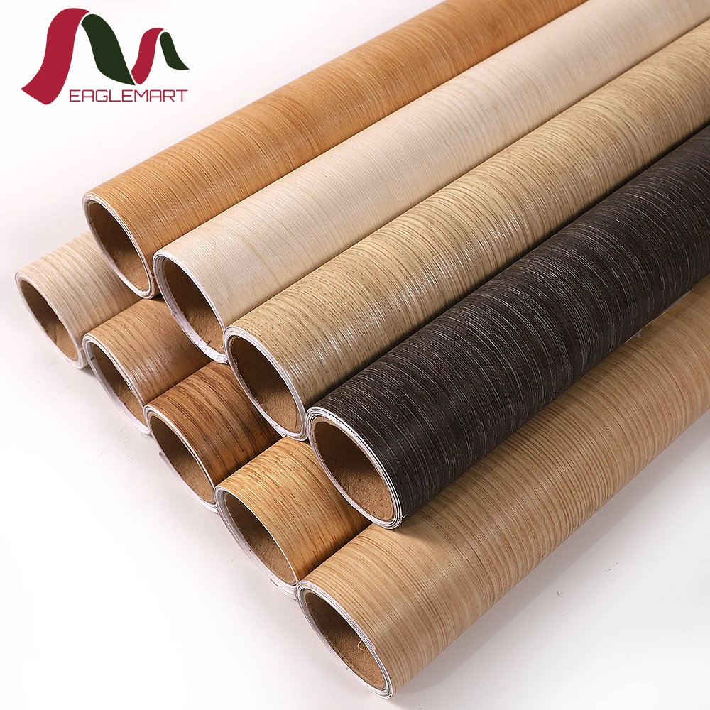 Texture Laminate Kitchen Cabinet Wrap Self Adhesive Wallpaper Wall Paper Furniture Sticker Vinyl Wood Grain PVC Film For Sale