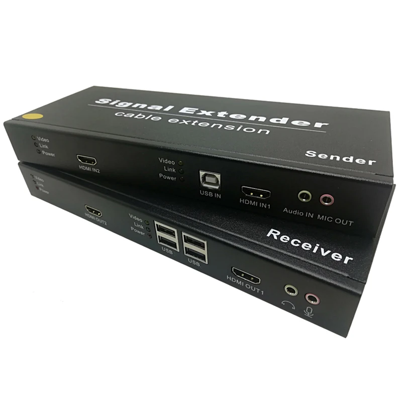 
 IPHE2-120UA Dual для монитора с видом от первого лица Дисплей HDMI передатчик, свободные руки, ресивер, набор с 4 портами USB2.0 концентратор 120m 4K HDMI KVM удлинитель для головок  