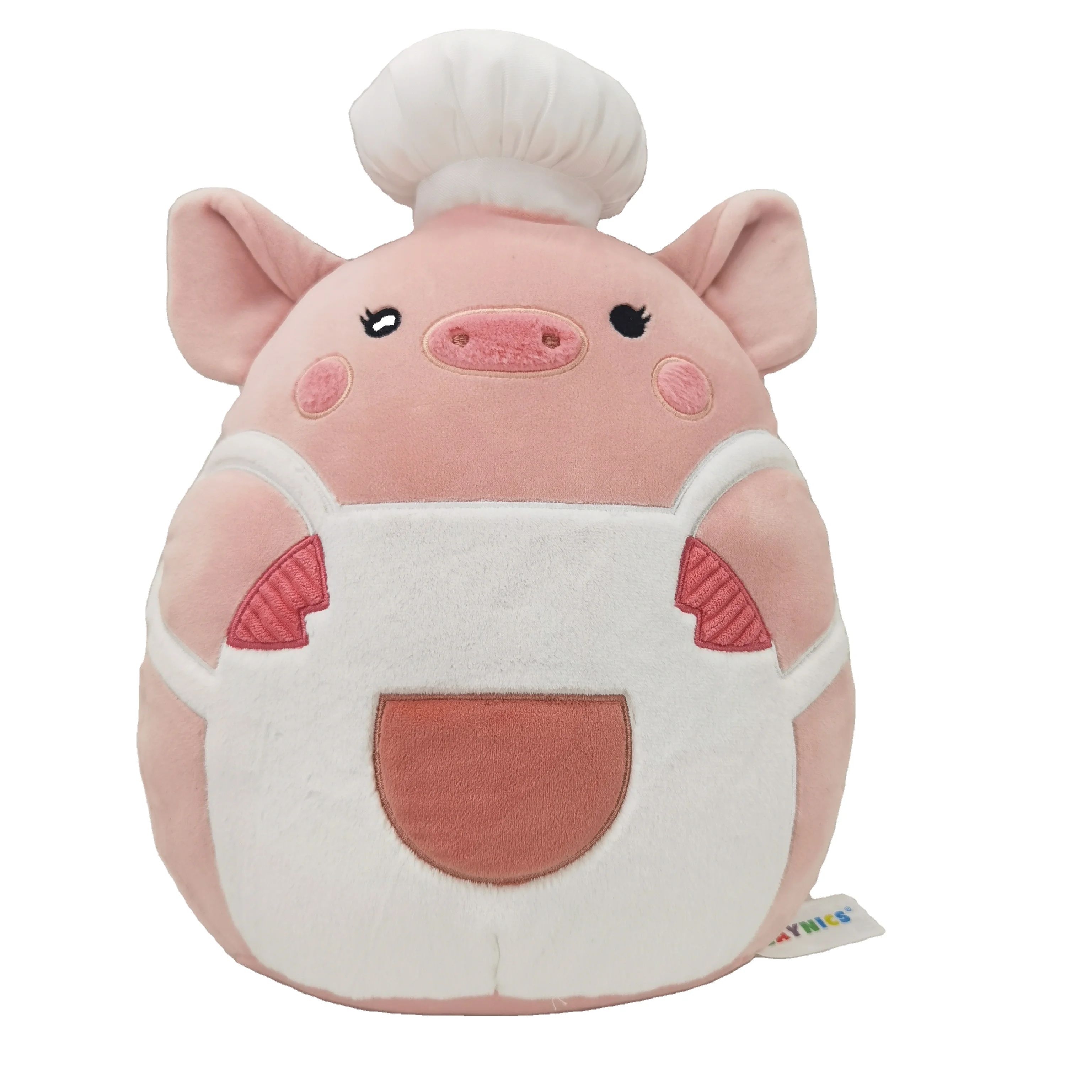 EN71 Custom Cute Pig Plush Stuffed Animal Toys With Chef Cooking Hat Plushie Pillows
