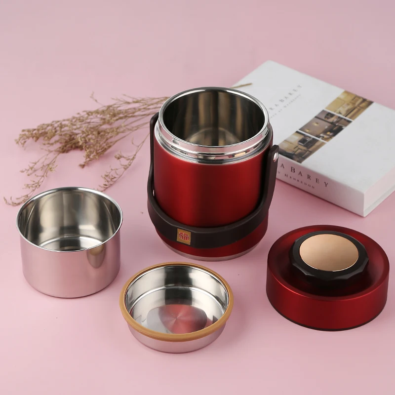 
Traditional Vacuum insulation Thermal Stainless Steel Tiffin Lunch Box Pot For Adults with handle 