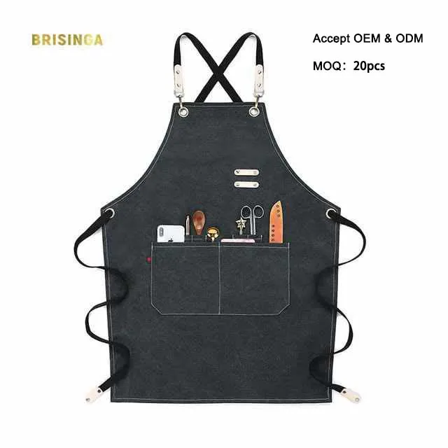 high quality kitchn apron cotton pvc kitchen black apron set cooking aprons