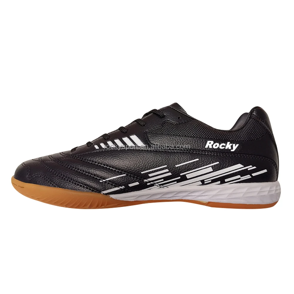 Hot Sale Custom black color non slip rubber sole mens football soccer sports shoes indoor