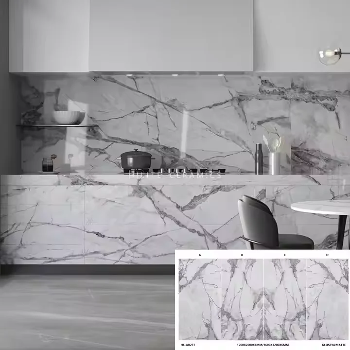HILITE Foshan Sintered Stone Big Slab Wall Tiles Large Size Ceramics Book Match Marble Polished Glazed Porcelain Wall Tile