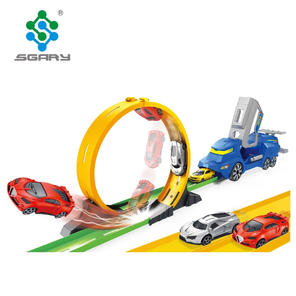 Kids fast speed racing track 360 rotation catapult track racing car