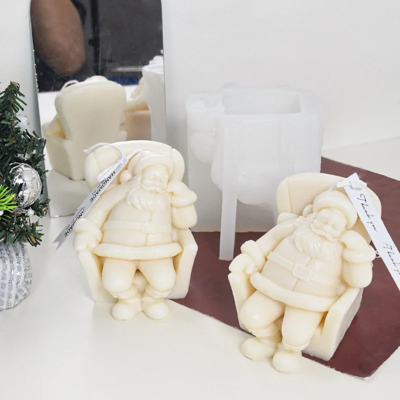 M4383 Christmas Santa Claus Candle Silicone Mold DIY Decoration Gypsum Mold