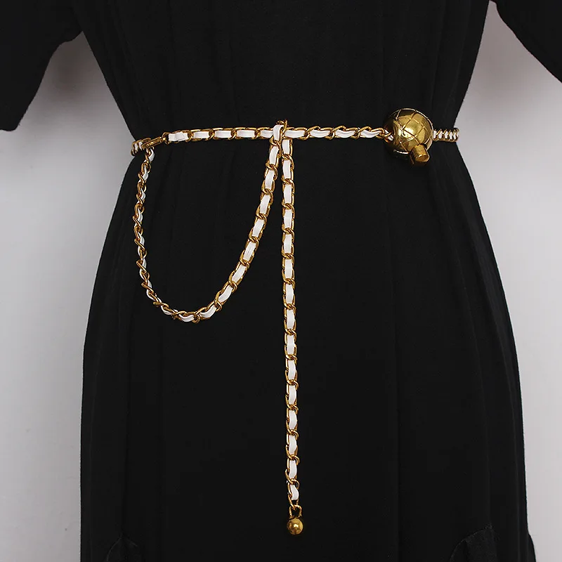Luxury Designer Metal Chain Belt Double C Original LOGO Famous Brands Belts Pendant Dress Jeans Waist Sweater Chain