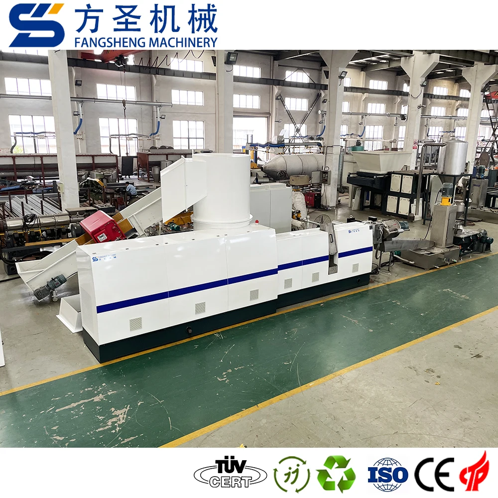 PP PE Double Stage Single Screw Plastic Recycling Granulating Machine
