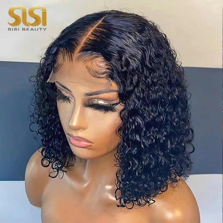 Sisi Beauty Human Hair Peruvian Bob Wigs Lace Front, Bob Lace Front Wig, Wholesale Short Curly Bob Wig