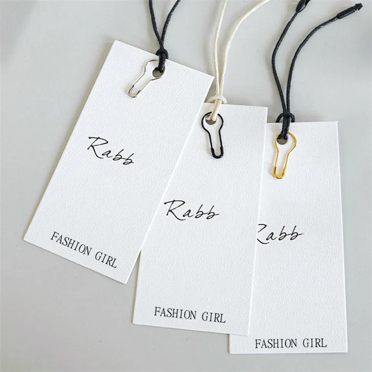 Custom Luxury Garment Swing Tags Clothes Label Print Name Logo Plastic Hang Tag With String Paper Hangtags For Clothing Own Logo