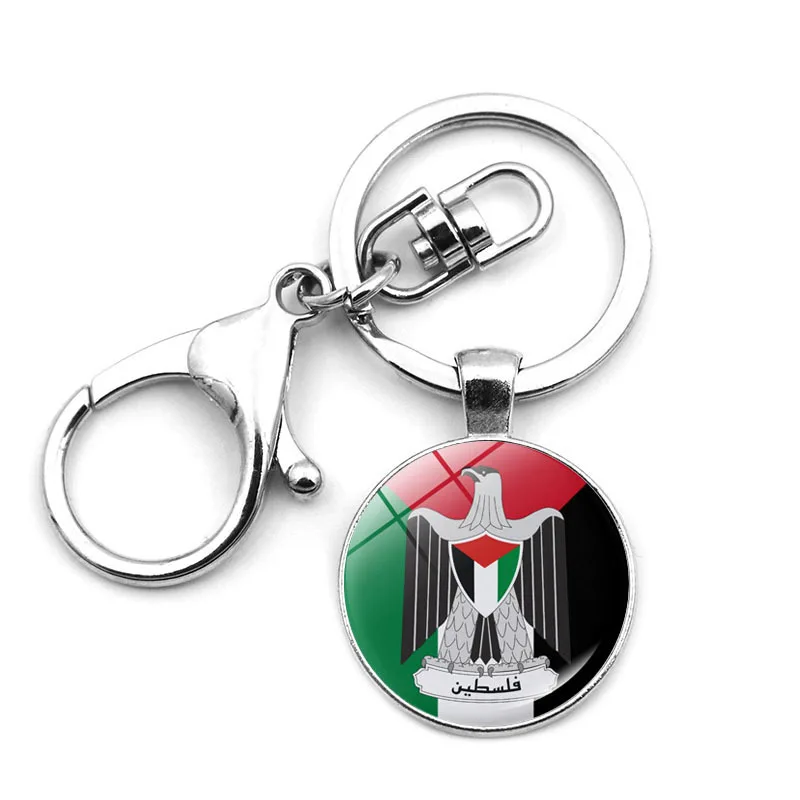 New Metal Country Flag Keychains Zinc Alloy Palestine Flag Keychain Promotion Gift