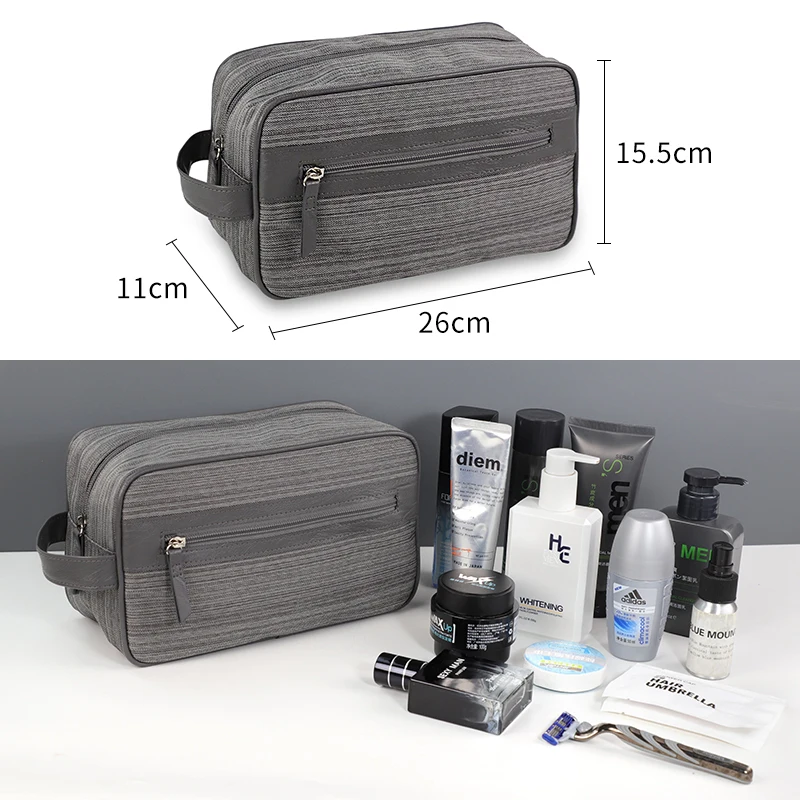 Ciffnoo NO.8606 Custom grey Featured fabrics OEM Large Capacity space organize toiletries men wash bag