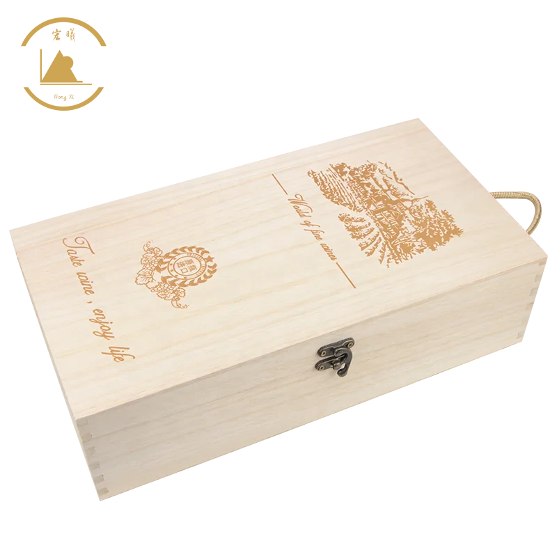 Aliba Select Wooden Wine Box Gift with Hinged Lid Solid Wood Case for Storage and Crafts Customized Engraving Logo
