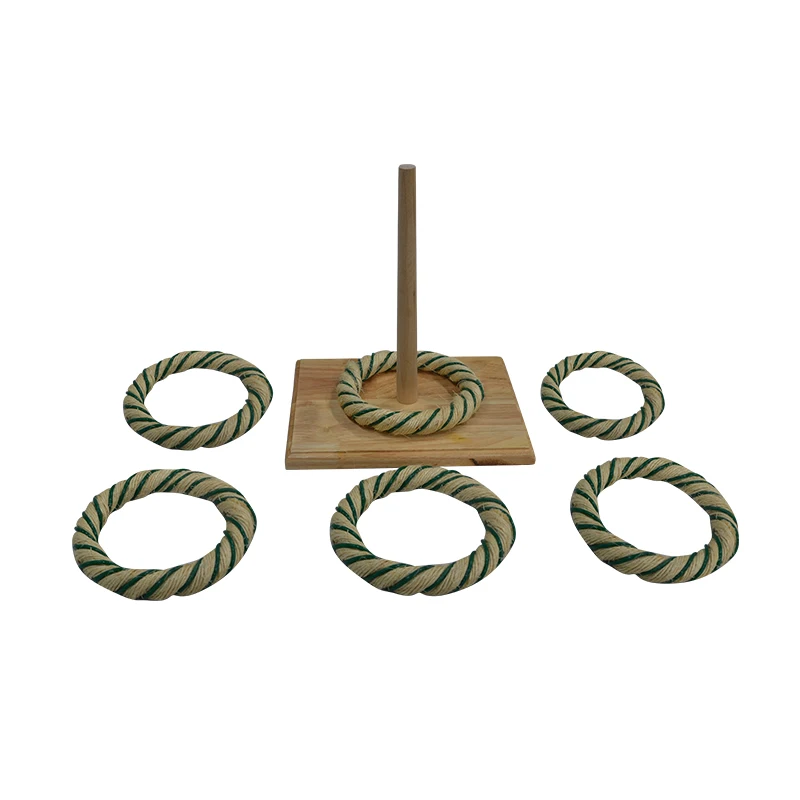 Custom Wooden Ring Toss Game Set Beach Outdoor Indoor Kids Sport Toys Lawn Family Rope Quoits Camping Games