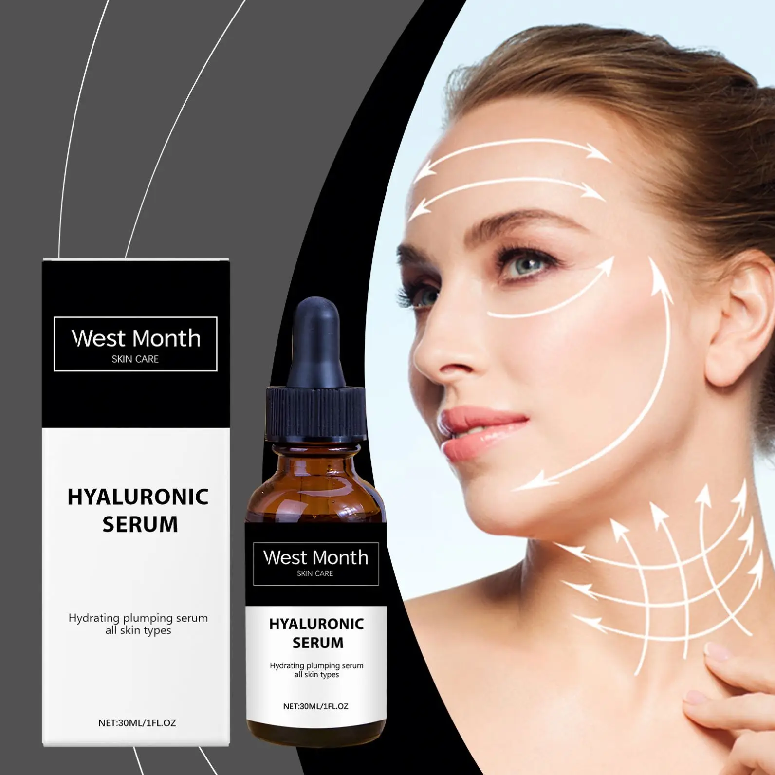 West Month Hyaluronic Acid Wrinkle Essence To Fade Fine Lines Deep Moisturizing Long-Term Moisturizing To Improve Skin Tone