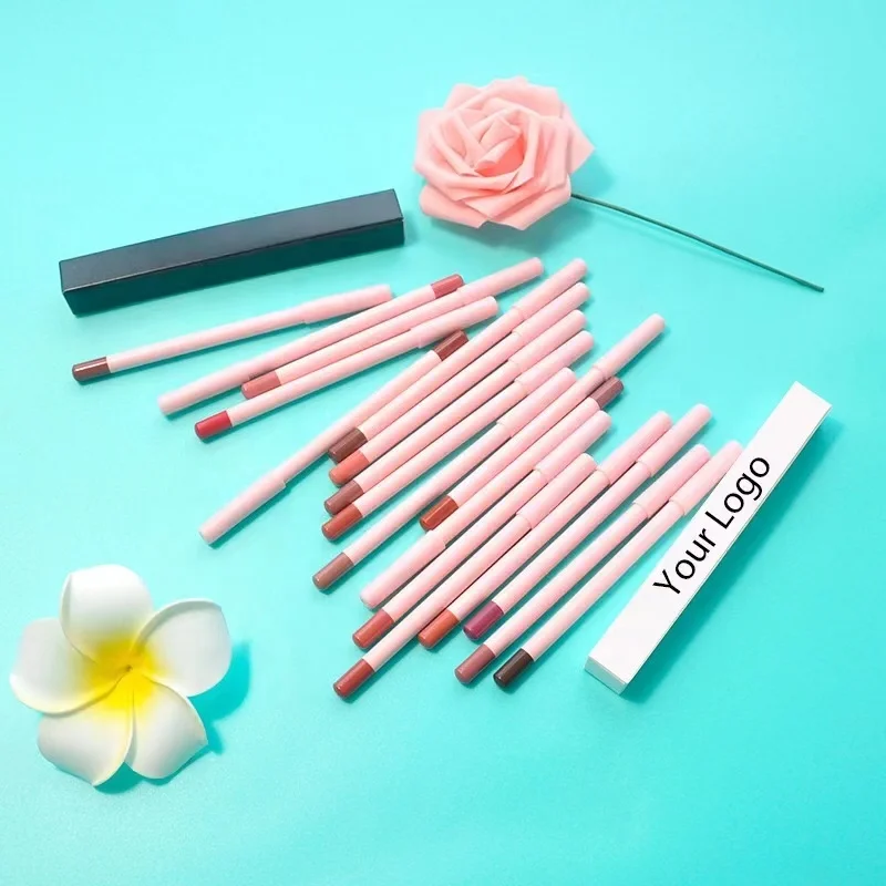 Professional makeup slim pink pen vegan waterproof brown lipliner high quality