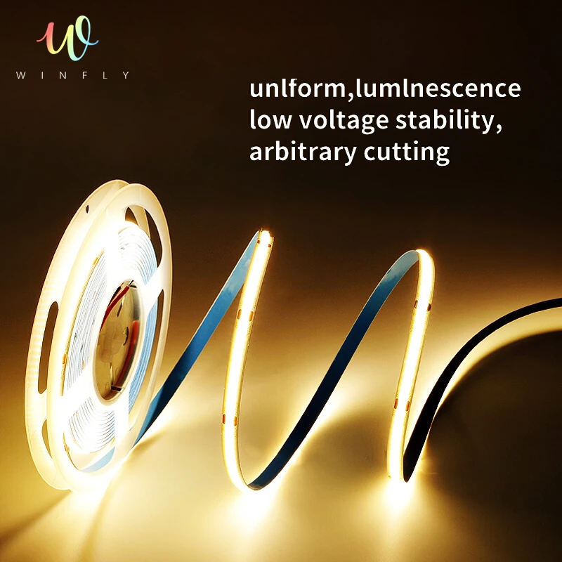 OEM Factory LED Strip DC24V 320 LEDs 24V 8mm 10W COB LED Smart Strip Lights with 3 Years Warranty