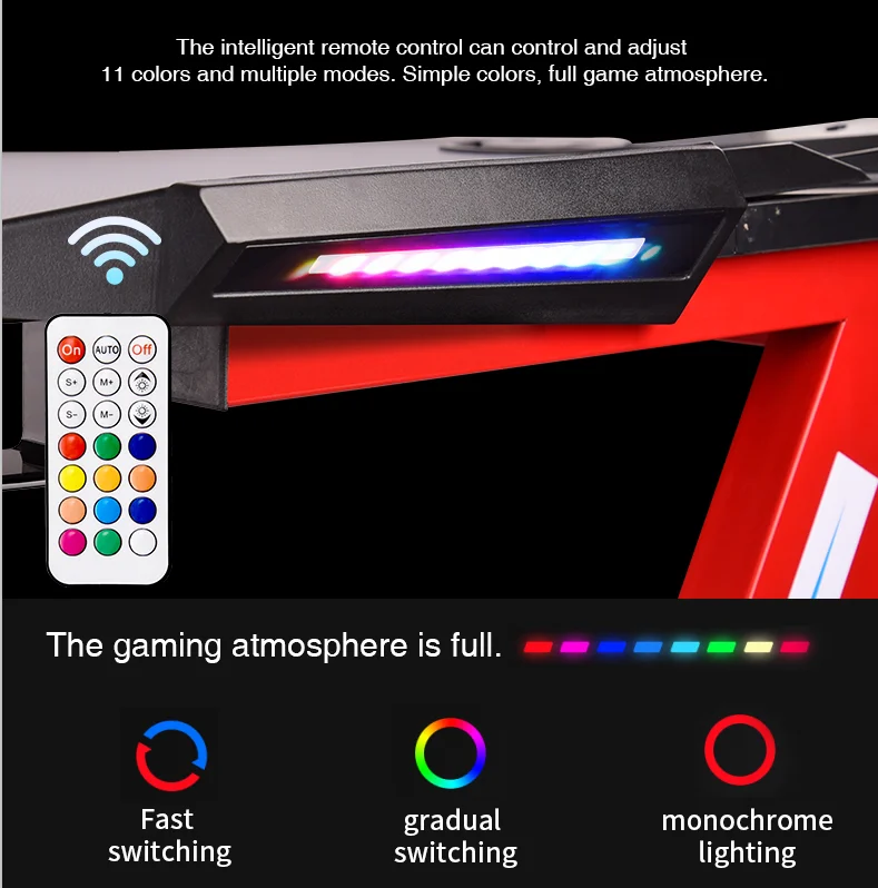 Оптовая продажа игровой настольный компьютер HM-001 гоночный стол с RGB подсветкой для