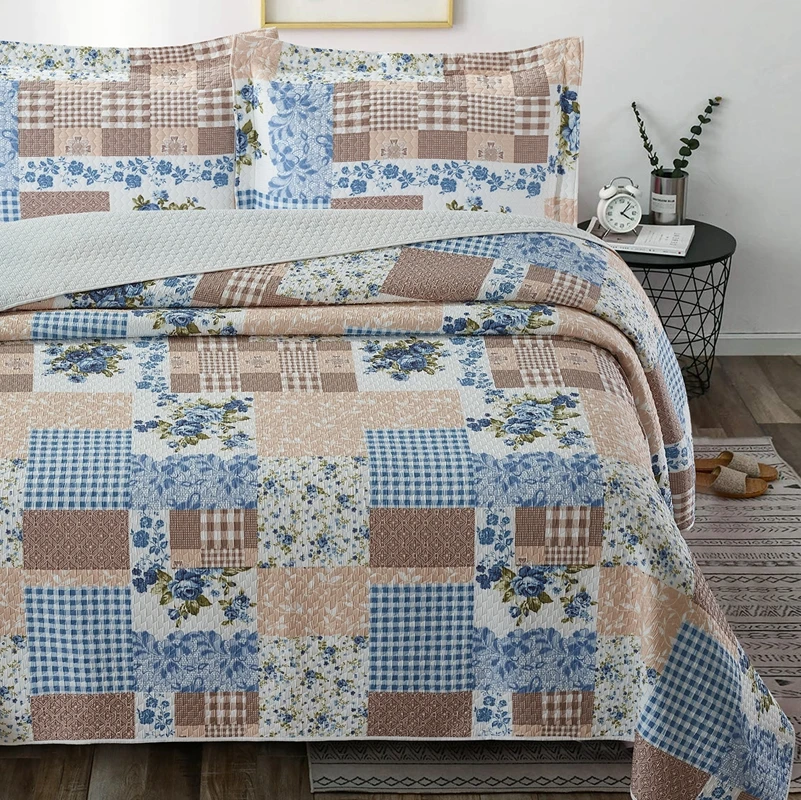 Роскошное трехмерное хлопковое quuilting дизайнерское покрывало для кровати стеганое с принтом комплект из 3