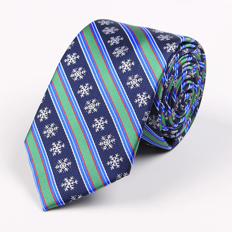 Christmas Tie Fashion 7.5cm Silk Green Red Snowman Tree Santa Claus Jacquard Necktie for Men Gift Festival Party Ties
