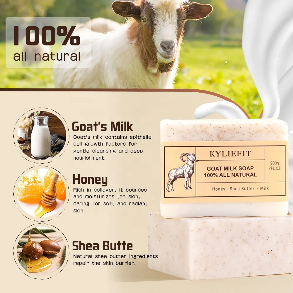 Wholesale Goat Milk Honey Shea Butter Soap Base Organic Lightening Face Body Toilet Bath Natural Soap For Clear Woman
