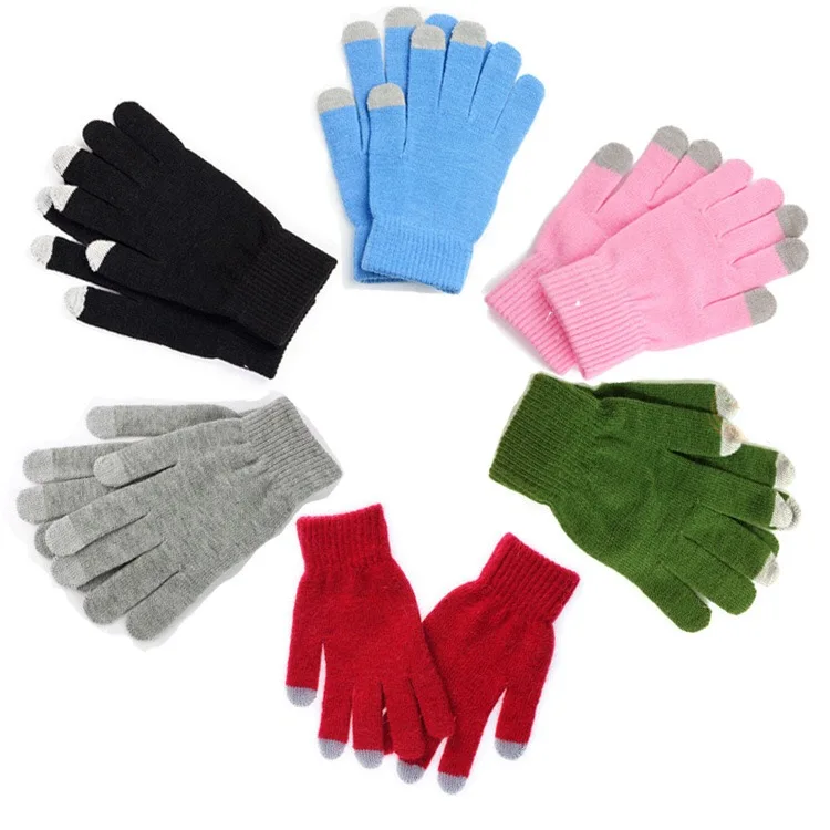 
Touch screen gloves Keep warm unisex winter Five-finger gloves knitted mittens with string Warm gloves 