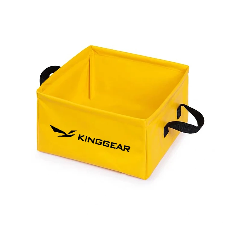 KingGear Custom Printed Lightweight Compact Portable Folding Water Container Camping Collapsible Square Bucket