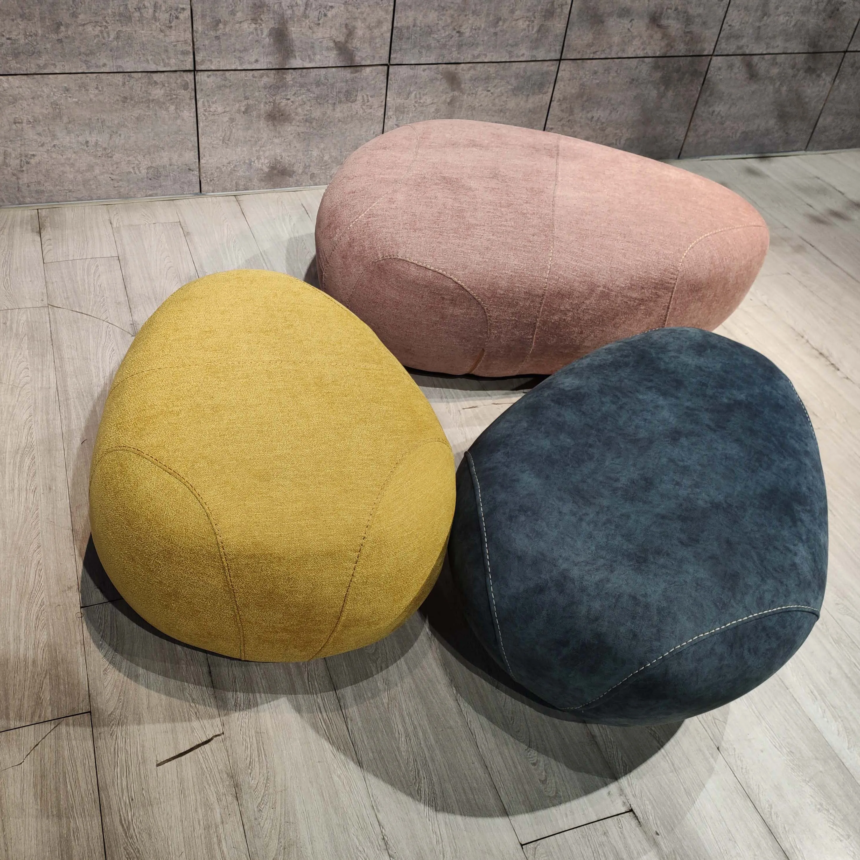 Customized Colors Modular Public velvet stool ottoman Seating Office living room  pink velvet round pouf ottoman