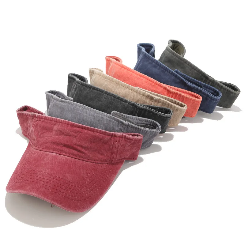 LOW MOQ  Unisex Vintage Washed Distressed Twill Adjustable golf sun sport  Visor hat and cap