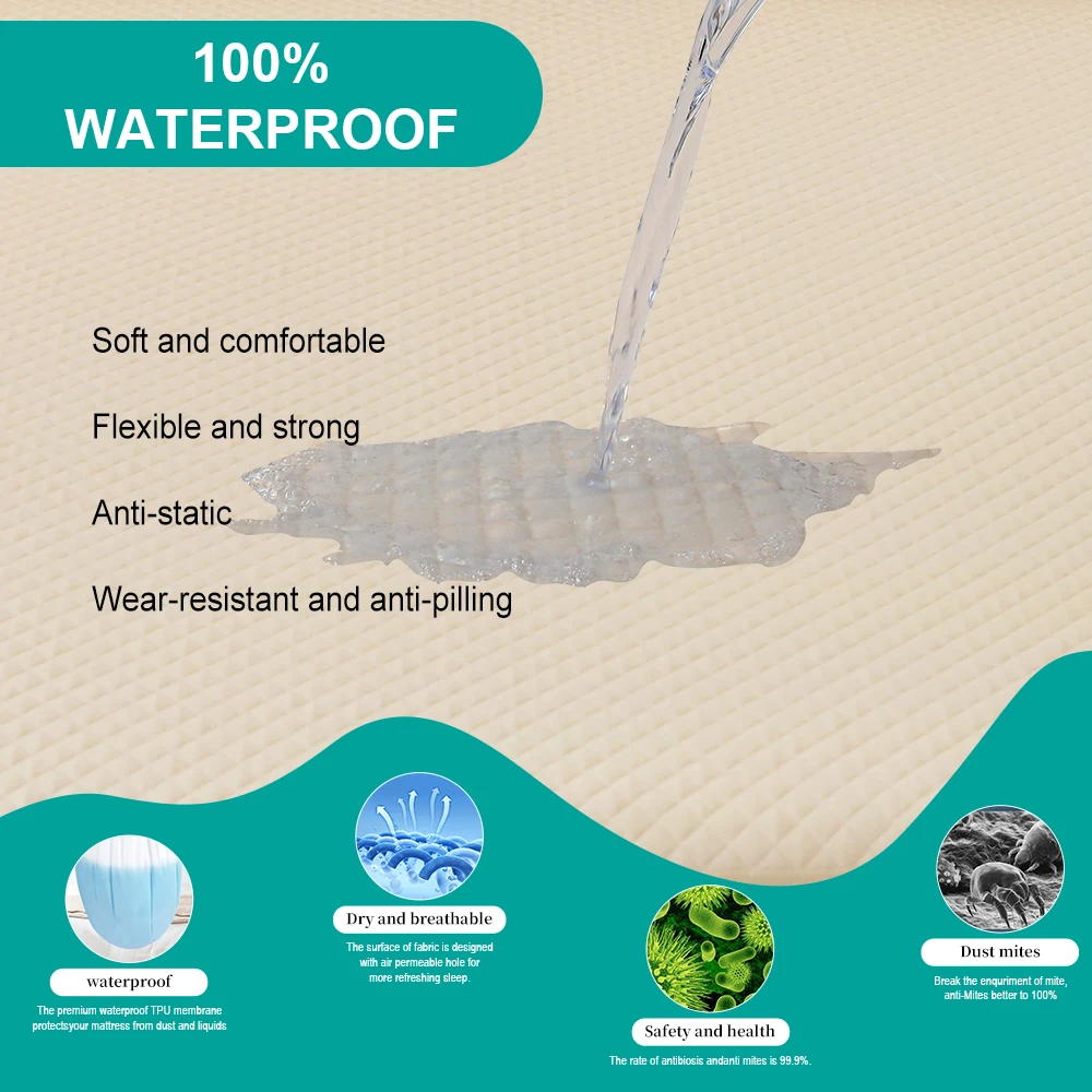 3D air Tencel jacquard fabric bedspread factory Anti-dust Mite Bed Bug Proof Waterproof  Mattress Protector  with Elastic Skirts