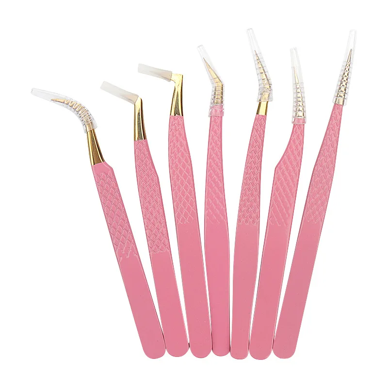 Custom Manicure Private logo Eyebrow Tweezer Lash Extension 90 Degree Eyelash Tweezers Fiber Tip Tweezers For Eyelash Extension
