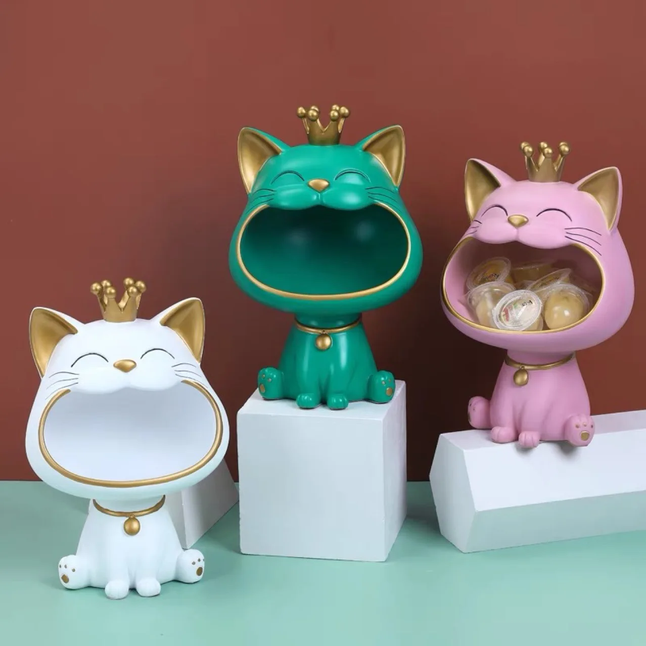 Modern Creative Cute Cat Porch Sundries Storage Ornaments Nordic Candy Table Storage New Year Decorations