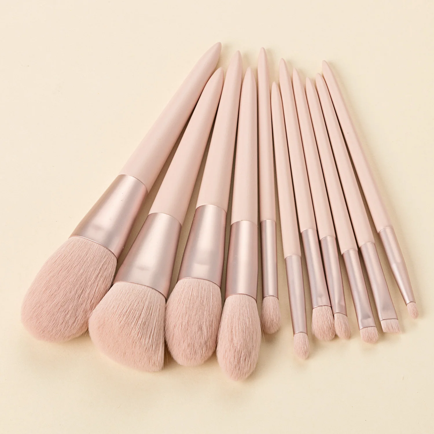 11PCS Brochas De Maquillaje Kabuki Brushes China Custom Logo Natural Wooden Handle Makeup Brush Set