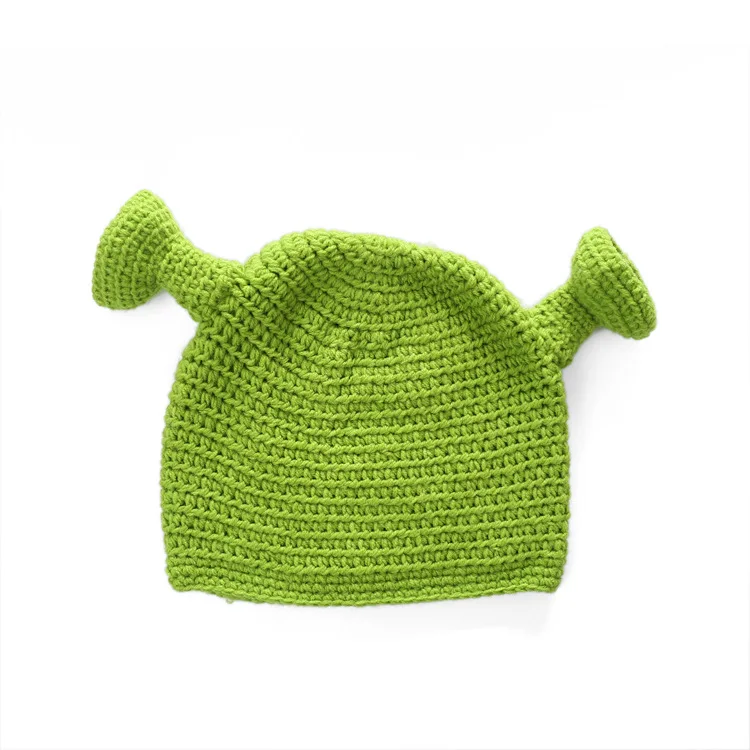 New hot selling  hand-knitted adult green Monster shrek color  cheap  Beanie  hat