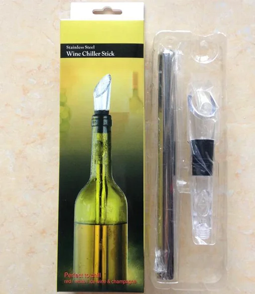 Wine Chiller, 3-in-1 Stainless Steel Wine Bottle Cooler Stick - Rapid Iceless Wine Chilling Rod with Aerator and Pourer