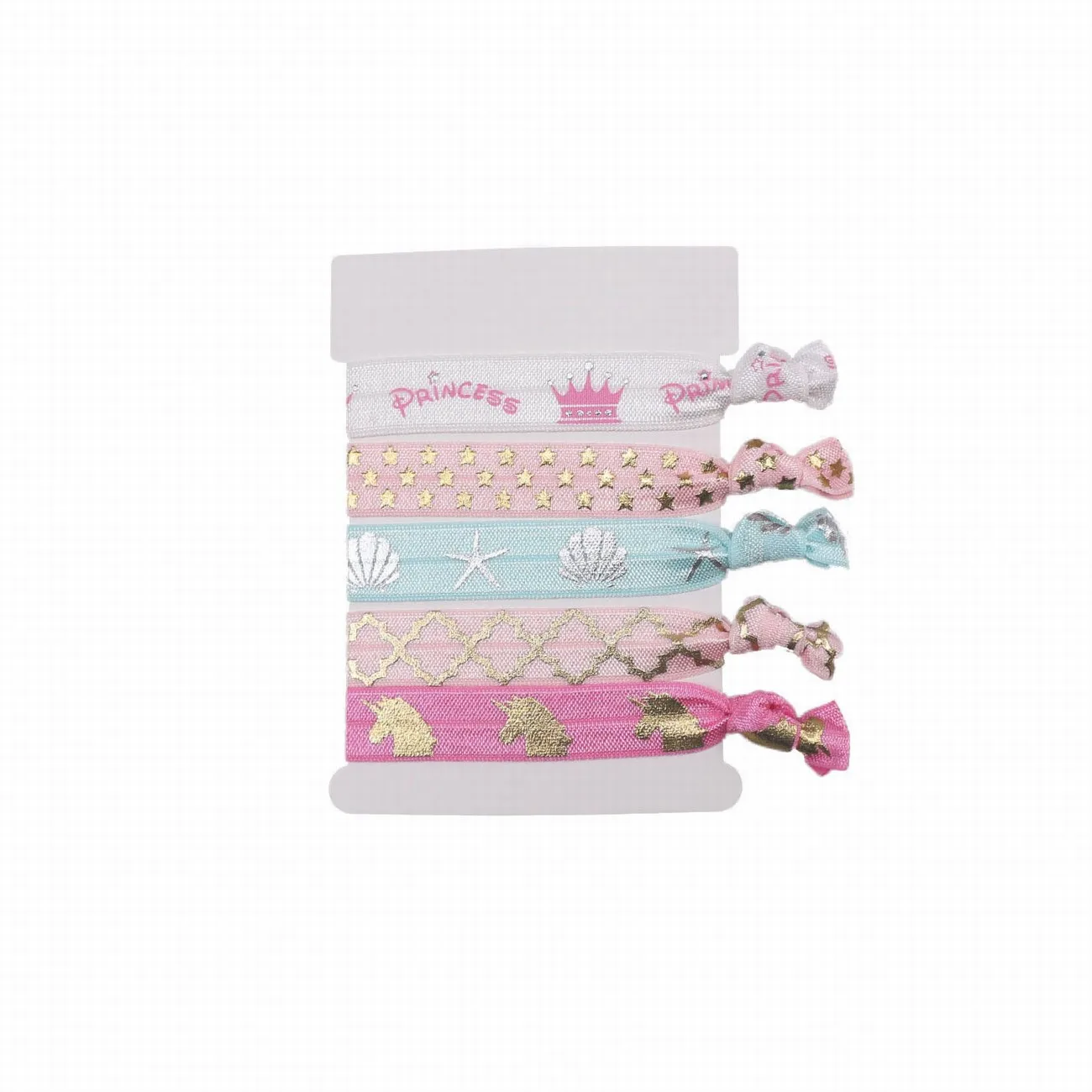 Women Knotted Elastic Hair Rope Ponytail Holder Bracelets Hair Ties Wholesale 5PCS/Set