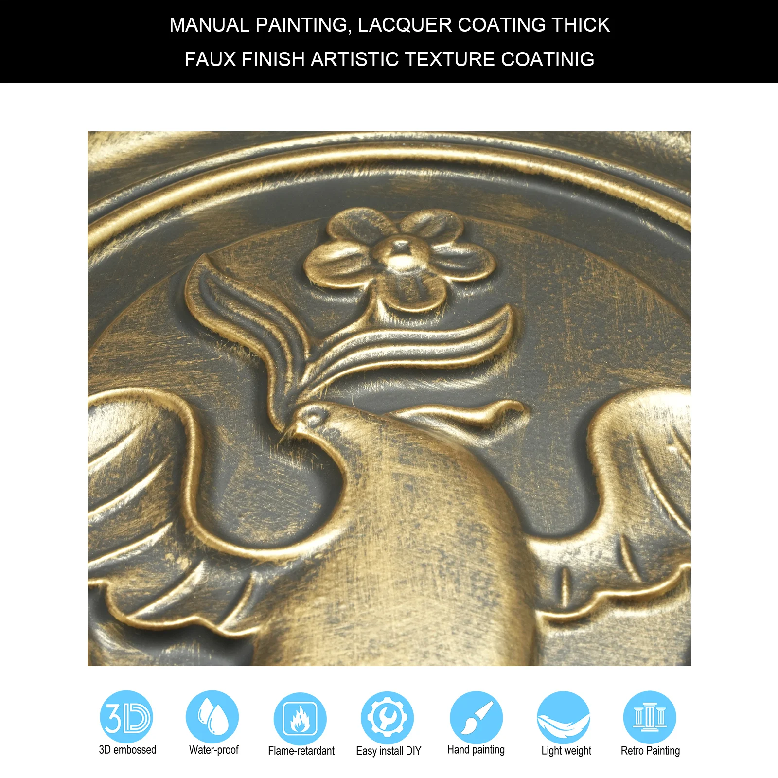 Faux painted distressed Art ceiling tiles Decorative tin wall tile Easy Drop-In Installation PL39 Ancient gold