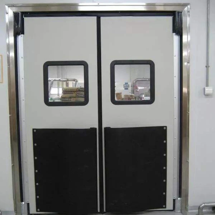 Kitchen commercial double swinging stainless steel impact traffic door with rubber