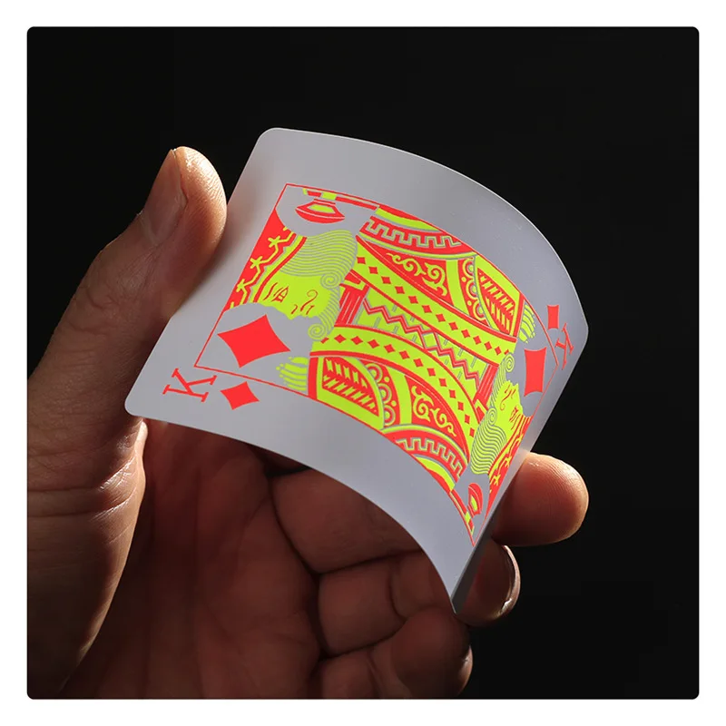 55 pcs Glow in the Dark Festival Playing Cards Customized Factory Wholesale Waterproof PVC poker Cards 63*88mm 154g