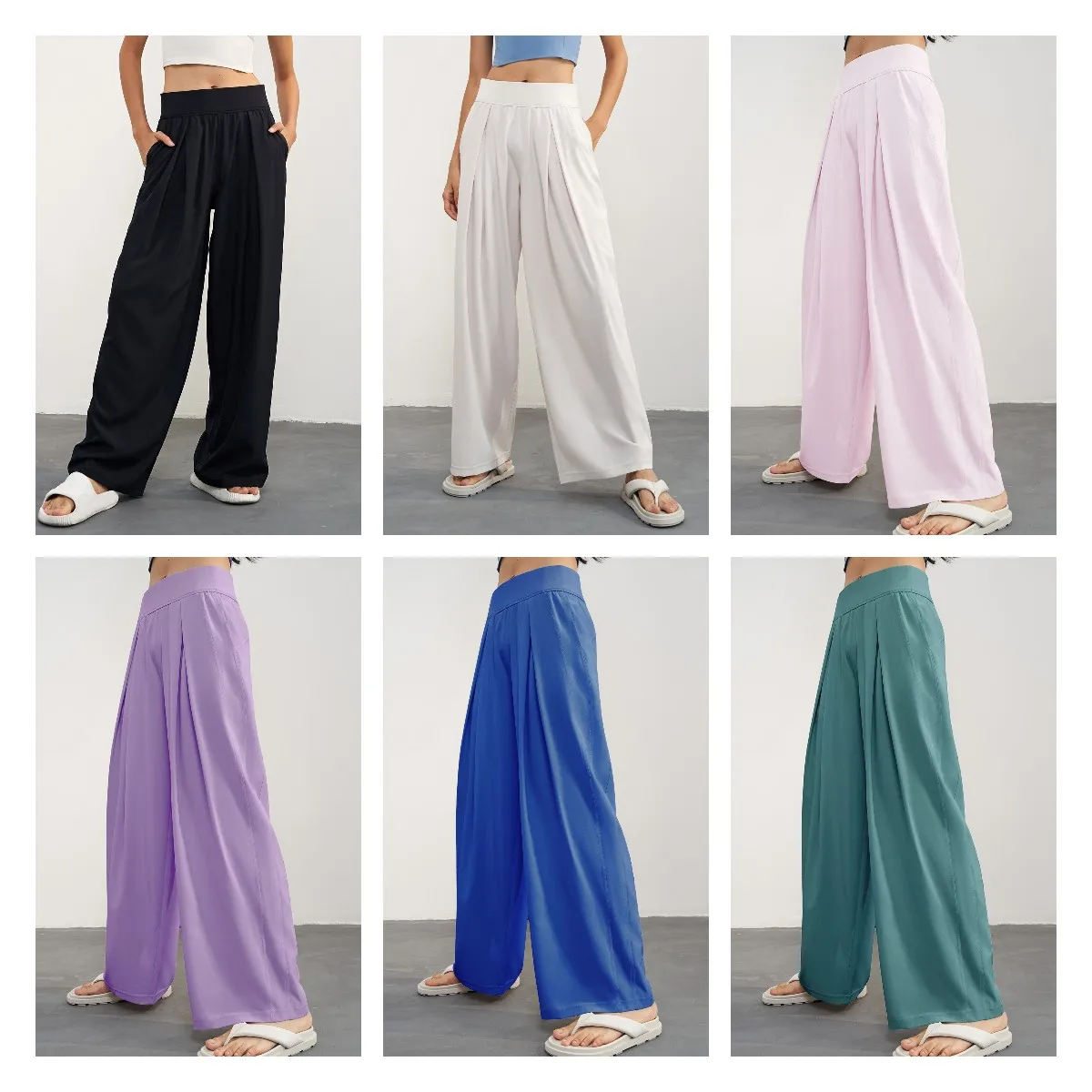 Casual Activewear Breathable Straight Loose Pants Pockets Running Yoga Training Workout Flare Pants Fitness Wear