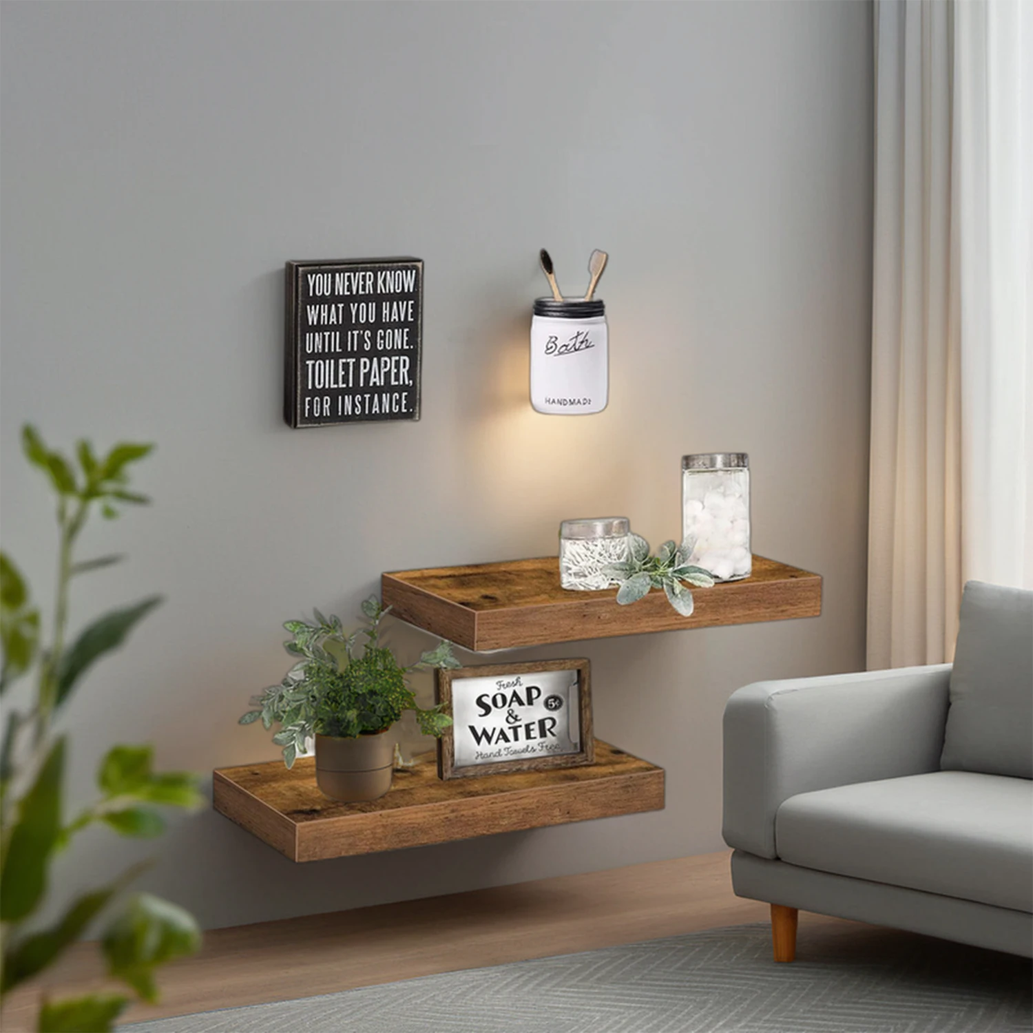 Hot Product Best Selling Natural Wood Floating Shelves for Living Room Kitchen Home Decor
