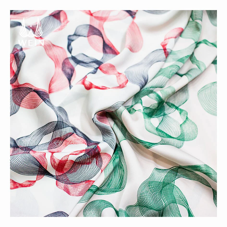 WI-E03 Morden Design Stretch bright colour circle pattern Stretch 100% polyester satin fabric for Swimwear