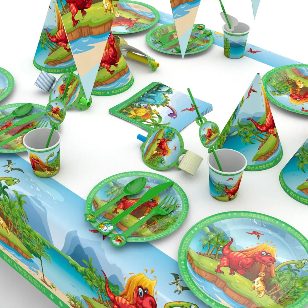 Factory Sale Dinosaur Themed Party  Tableware Set  Disposable  Animal  Birthday Party Celebration in Set Sale